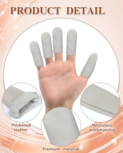 5 Pairs Leather Finger Cots, Needle Felting Finger Protectors for Sewing, Thumb Protection Sleeve, Thumb Thimble Guards Tools for Knitting Embroidery Needlework, Random