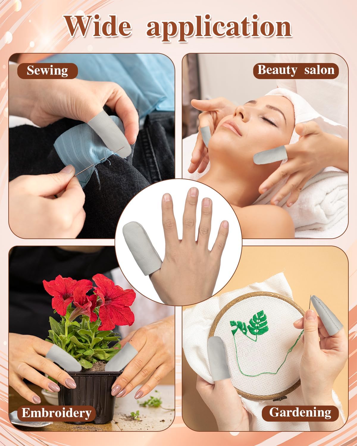 5 Pairs Leather Finger Cots, Needle Felting Finger Protectors for Sewing, Thumb Protection Sleeve, Thumb Thimble Guards Tools for Knitting Embroidery Needlework, Random