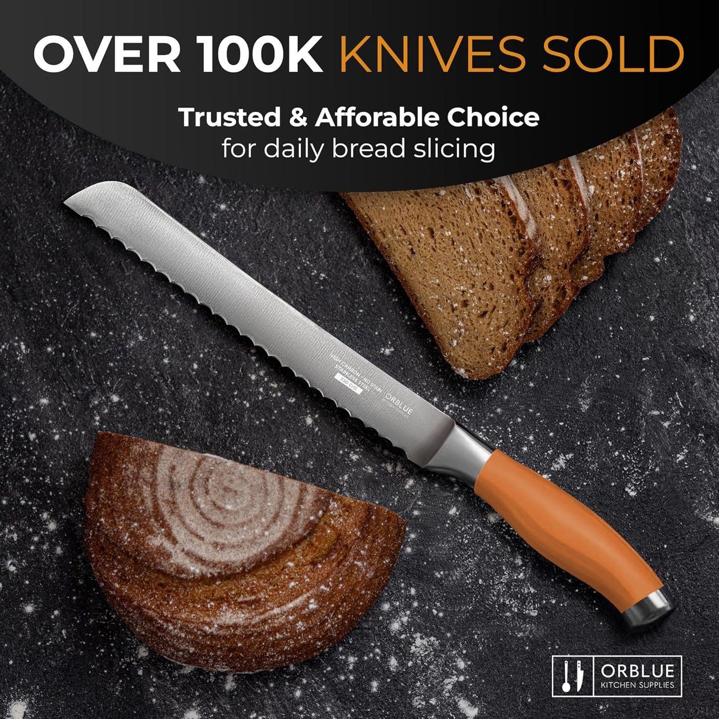 Serrated Bread Knife Ultra-Sharp Stainless Steel Professional Grade Bread Cutter - Cuts Thick Loaves Effortlessly - (8-Inch Blade with 5-Inch Handle), Blue