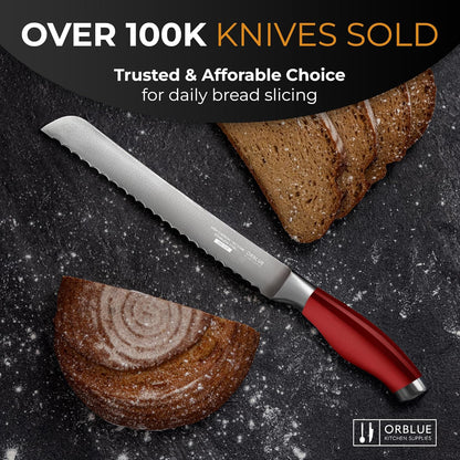 Serrated Bread Knife Ultra-Sharp Stainless Steel Professional Grade Bread Cutter - Cuts Thick Loaves Effortlessly - (8-Inch Blade with 5-Inch Handle), Blue