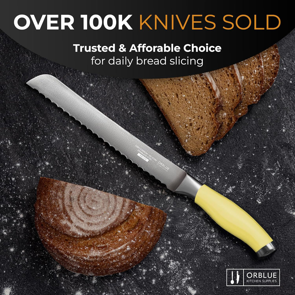 Serrated Bread Knife Ultra-Sharp Stainless Steel Professional Grade Bread Cutter - Cuts Thick Loaves Effortlessly - (8-Inch Blade with 5-Inch Handle), Blue