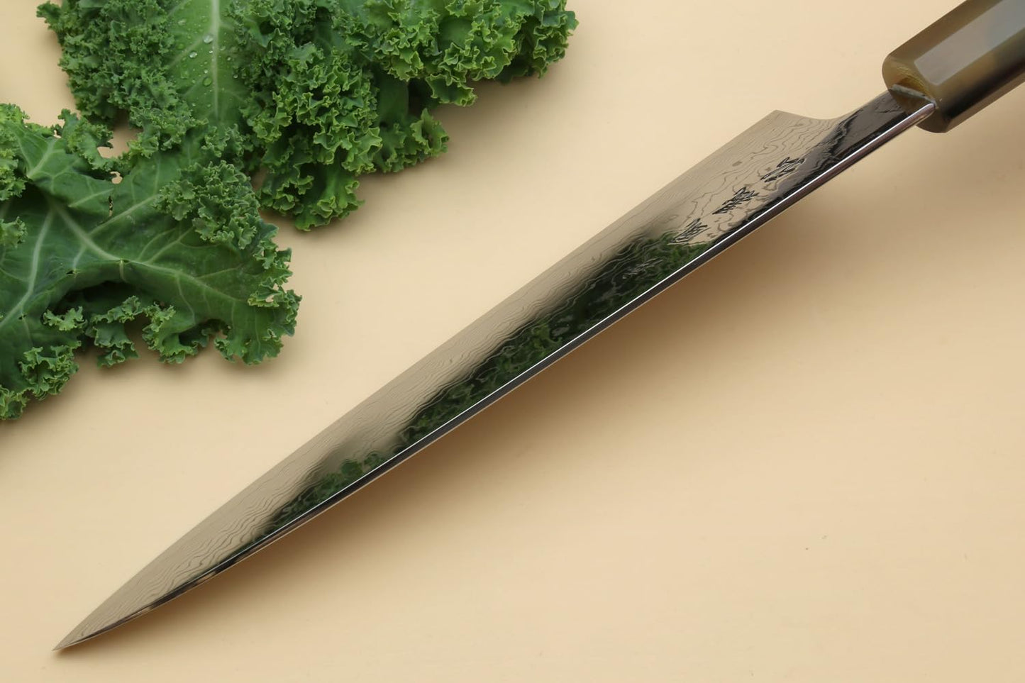 Yoshihiro Damascus SG2 (R2) Semi-Stainless Gyuto Chefs Knife (10.5'' (270mm), Stabilized Maple Burl Handle & Triple Ring)