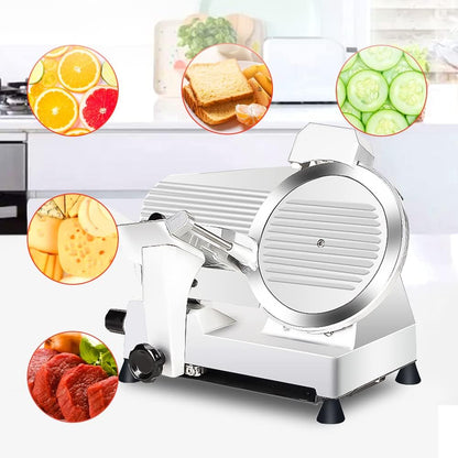 Meat Slicer10-inch 340W Home Use and for Commercial Electric Food Slicer with Chromium-plated Steel Blade and Built-in Sharpening Stone Easy to Clean Adjustable Thickness Cuts Meat Bread and Cheese