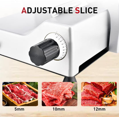 Meat Slicer10-inch 340W Home Use and for Commercial Electric Food Slicer with Chromium-plated Steel Blade and Built-in Sharpening Stone Easy to Clean Adjustable Thickness Cuts Meat Bread and Cheese