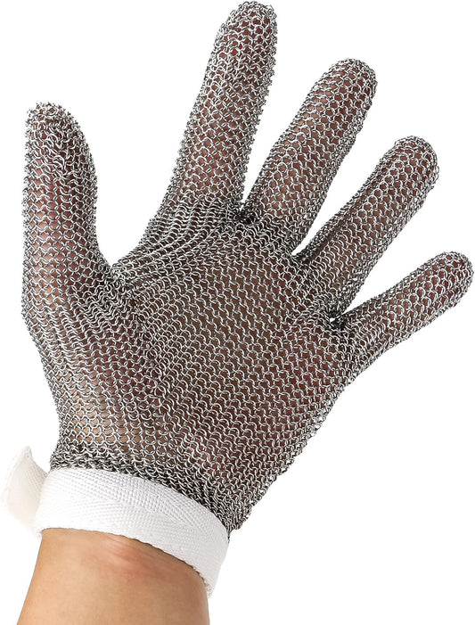 Cut Resistant Chainmail Glove, Food Grade Stainless Steel 316 Hand Protective Glove, PPE Metal Mesh Cutting Glove
