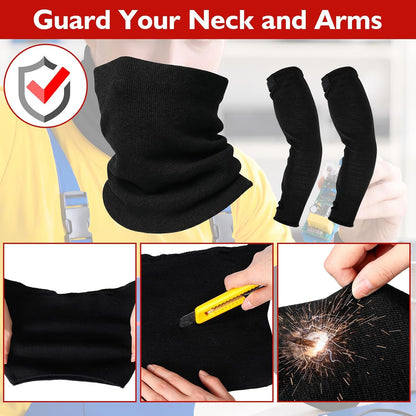 Cut Resistance Welding Sleeves and Welding Neck Protector for Men Heat Resistant Arm Guards Heat & Flame & Fire & Stab Proof Hockey Neck Guard for Kitchen Mechanic Work Gardening