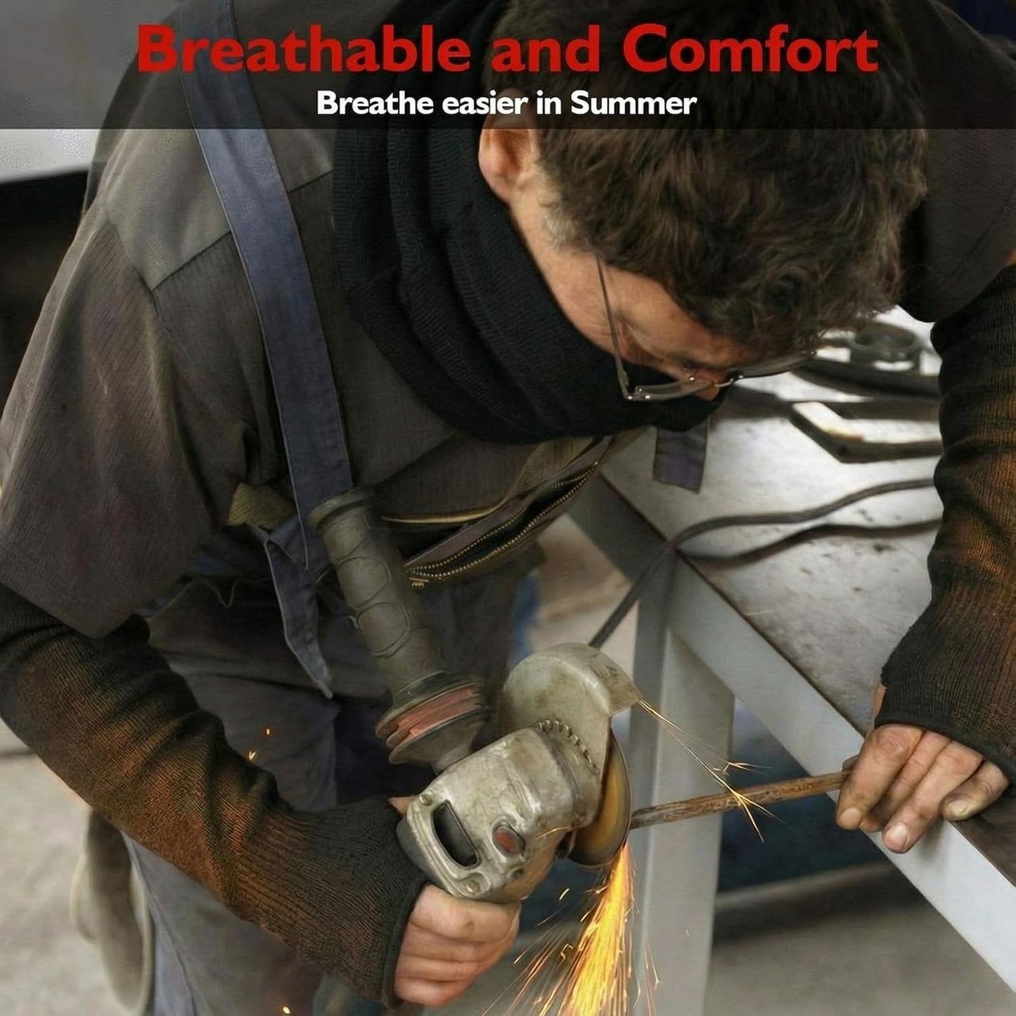 Cut Resistance Welding Sleeves and Welding Neck Protector for Men Heat Resistant Arm Guards Heat & Flame & Fire & Stab Proof Hockey Neck Guard for Kitchen Mechanic Work Gardening