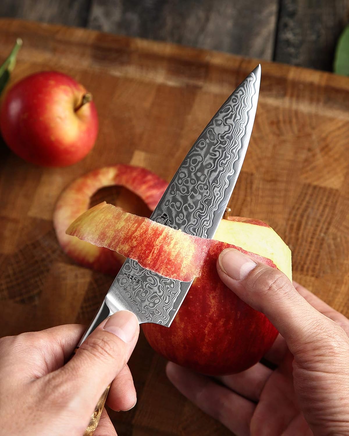 5 inch Utility Knife with Razor Sharp- Damascus Steel with Rose Pattern Multifunctional VG10 Professional Paring-Fruit knife- Master Series Ergonomic Figured Sycamore Wood Handle