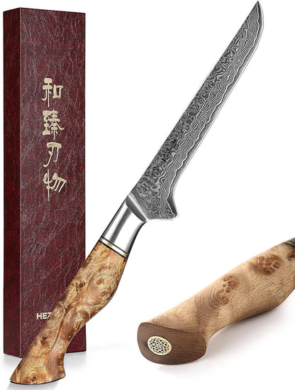 5 inch Utility Knife with Razor Sharp- Damascus Steel with Rose Pattern Multifunctional VG10 Professional Paring-Fruit knife- Master Series Ergonomic Figured Sycamore Wood Handle