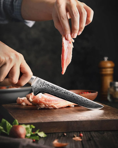5 inch Utility Knife with Razor Sharp- Damascus Steel with Rose Pattern Multifunctional VG10 Professional Paring-Fruit knife- Master Series Ergonomic Figured Sycamore Wood Handle