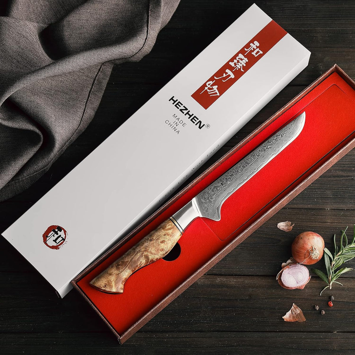 5 inch Utility Knife with Razor Sharp- Damascus Steel with Rose Pattern Multifunctional VG10 Professional Paring-Fruit knife- Master Series Ergonomic Figured Sycamore Wood Handle