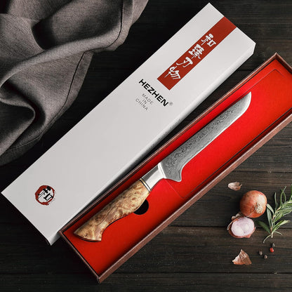 5 inch Utility Knife with Razor Sharp- Damascus Steel with Rose Pattern Multifunctional VG10 Professional Paring-Fruit knife- Master Series Ergonomic Figured Sycamore Wood Handle