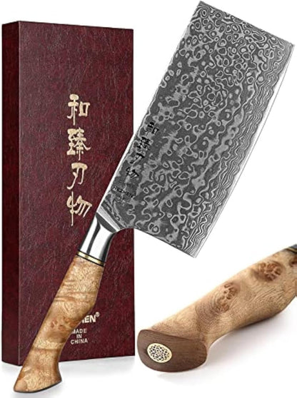 5 inch Utility Knife with Razor Sharp- Damascus Steel with Rose Pattern Multifunctional VG10 Professional Paring-Fruit knife- Master Series Ergonomic Figured Sycamore Wood Handle