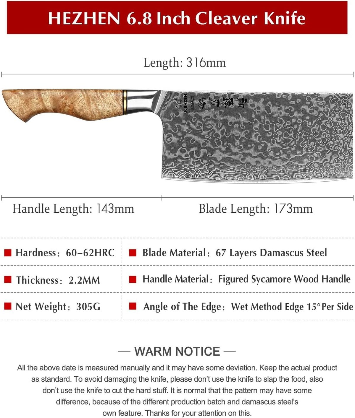 5 inch Utility Knife with Razor Sharp- Damascus Steel with Rose Pattern Multifunctional VG10 Professional Paring-Fruit knife- Master Series Ergonomic Figured Sycamore Wood Handle