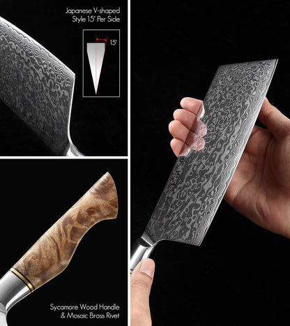 5 inch Utility Knife with Razor Sharp- Damascus Steel with Rose Pattern Multifunctional VG10 Professional Paring-Fruit knife- Master Series Ergonomic Figured Sycamore Wood Handle