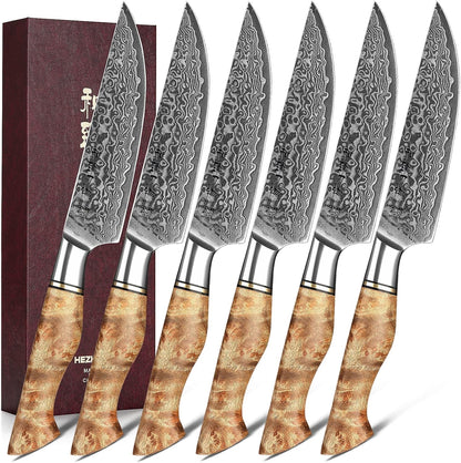 5 inch Utility Knife with Razor Sharp- Damascus Steel with Rose Pattern Multifunctional VG10 Professional Paring-Fruit knife- Master Series Ergonomic Figured Sycamore Wood Handle