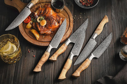 5 inch Utility Knife with Razor Sharp- Damascus Steel with Rose Pattern Multifunctional VG10 Professional Paring-Fruit knife- Master Series Ergonomic Figured Sycamore Wood Handle