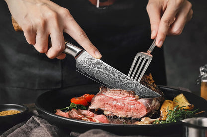5 inch Utility Knife with Razor Sharp- Damascus Steel with Rose Pattern Multifunctional VG10 Professional Paring-Fruit knife- Master Series Ergonomic Figured Sycamore Wood Handle