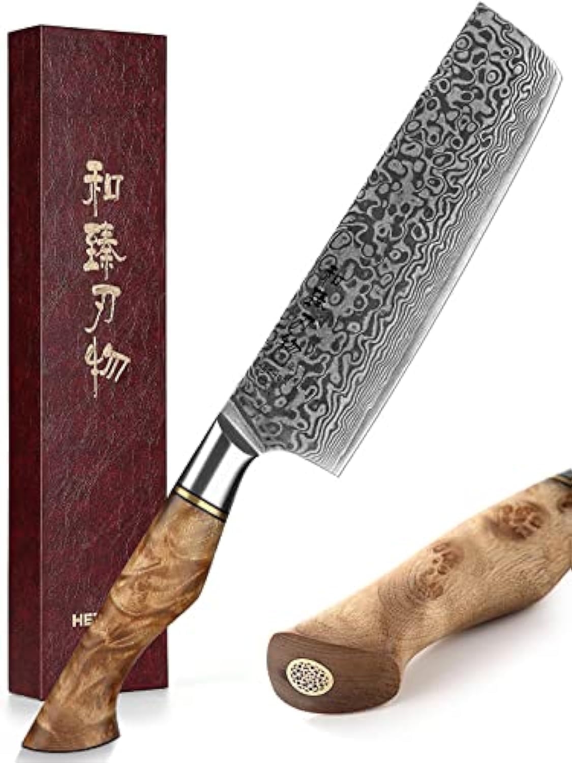 5 inch Utility Knife with Razor Sharp- Damascus Steel with Rose Pattern Multifunctional VG10 Professional Paring-Fruit knife- Master Series Ergonomic Figured Sycamore Wood Handle