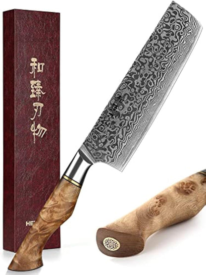 5 inch Utility Knife with Razor Sharp- Damascus Steel with Rose Pattern Multifunctional VG10 Professional Paring-Fruit knife- Master Series Ergonomic Figured Sycamore Wood Handle