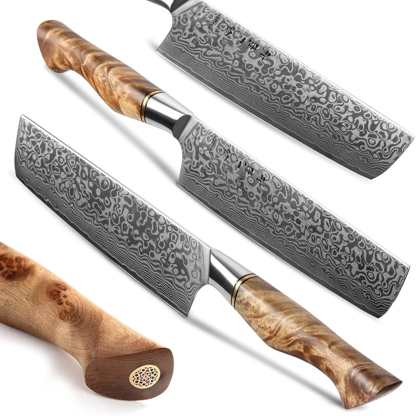 5 inch Utility Knife with Razor Sharp- Damascus Steel with Rose Pattern Multifunctional VG10 Professional Paring-Fruit knife- Master Series Ergonomic Figured Sycamore Wood Handle