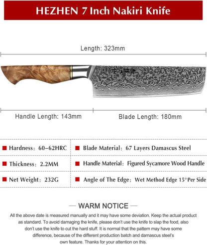 5 inch Utility Knife with Razor Sharp- Damascus Steel with Rose Pattern Multifunctional VG10 Professional Paring-Fruit knife- Master Series Ergonomic Figured Sycamore Wood Handle
