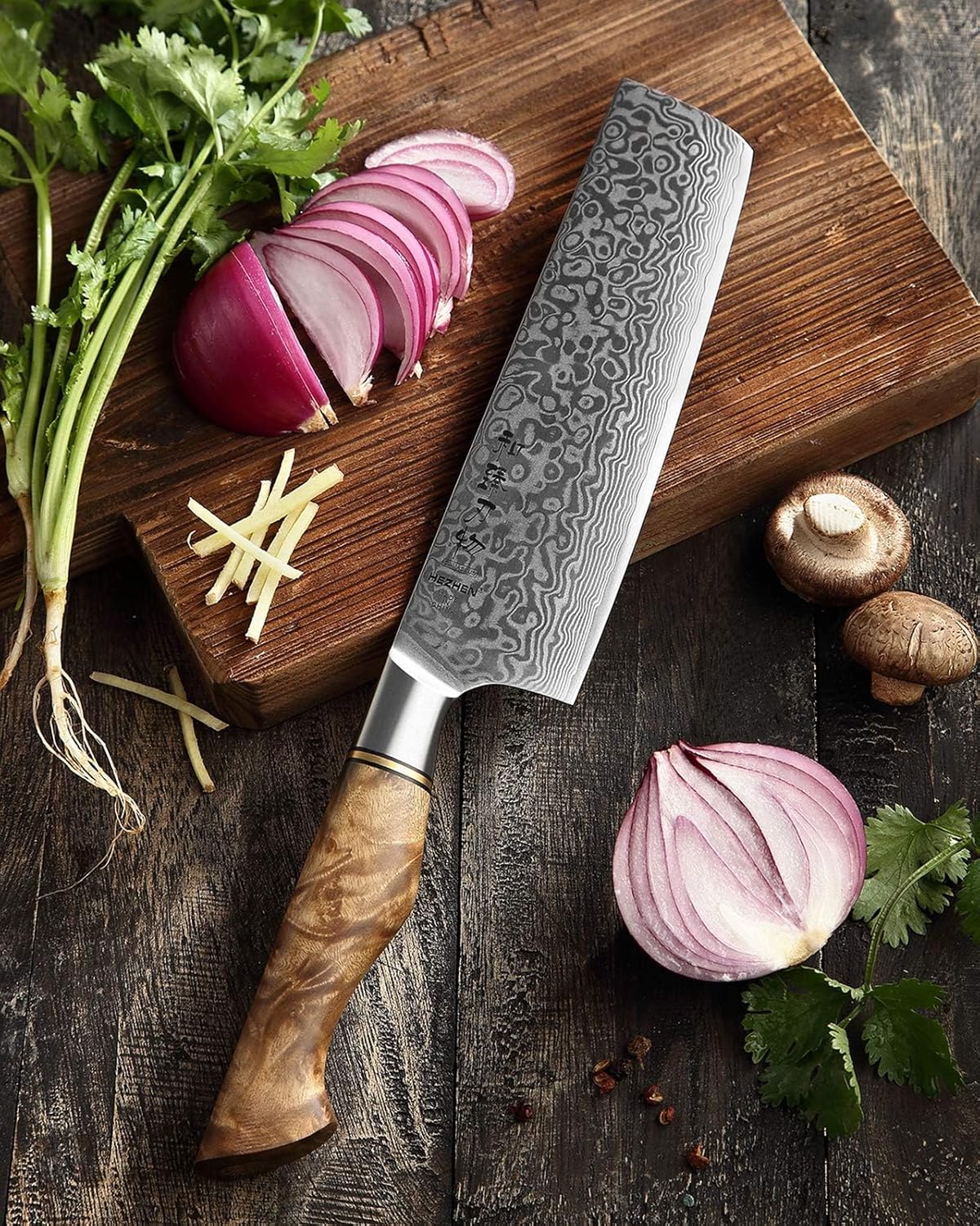 5 inch Utility Knife with Razor Sharp- Damascus Steel with Rose Pattern Multifunctional VG10 Professional Paring-Fruit knife- Master Series Ergonomic Figured Sycamore Wood Handle