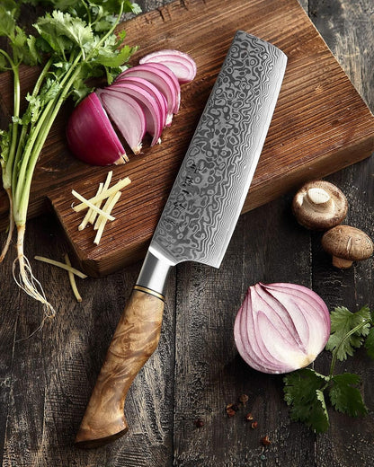 5 inch Utility Knife with Razor Sharp- Damascus Steel with Rose Pattern Multifunctional VG10 Professional Paring-Fruit knife- Master Series Ergonomic Figured Sycamore Wood Handle