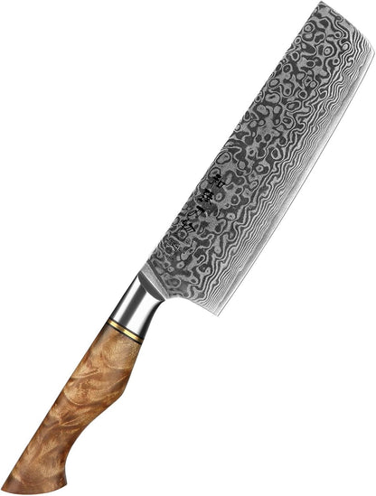 5 inch Utility Knife with Razor Sharp- Damascus Steel with Rose Pattern Multifunctional VG10 Professional Paring-Fruit knife- Master Series Ergonomic Figured Sycamore Wood Handle