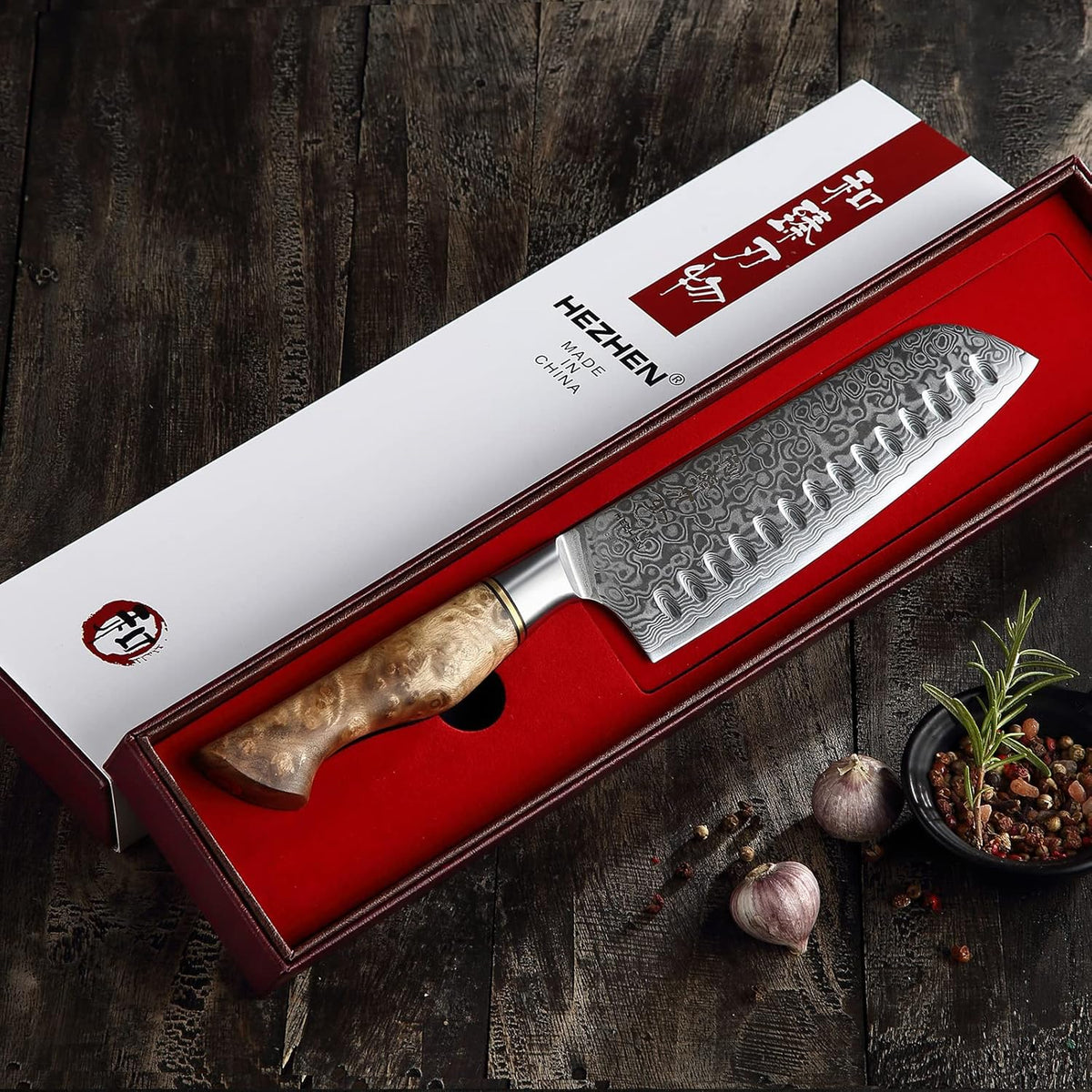 5 inch Utility Knife with Razor Sharp- Damascus Steel with Rose Pattern Multifunctional VG10 Professional Paring-Fruit knife- Master Series Ergonomic Figured Sycamore Wood Handle