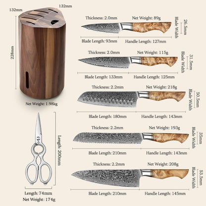 5 inch Utility Knife with Razor Sharp- Damascus Steel with Rose Pattern Multifunctional VG10 Professional Paring-Fruit knife- Master Series Ergonomic Figured Sycamore Wood Handle