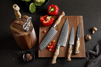 5 inch Utility Knife with Razor Sharp- Damascus Steel with Rose Pattern Multifunctional VG10 Professional Paring-Fruit knife- Master Series Ergonomic Figured Sycamore Wood Handle