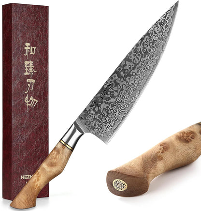 5 inch Utility Knife with Razor Sharp- Damascus Steel with Rose Pattern Multifunctional VG10 Professional Paring-Fruit knife- Master Series Ergonomic Figured Sycamore Wood Handle