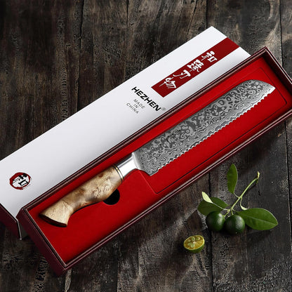 5 inch Utility Knife with Razor Sharp- Damascus Steel with Rose Pattern Multifunctional VG10 Professional Paring-Fruit knife- Master Series Ergonomic Figured Sycamore Wood Handle