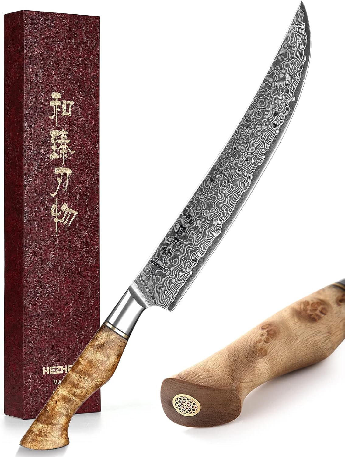 5 inch Utility Knife with Razor Sharp- Damascus Steel with Rose Pattern Multifunctional VG10 Professional Paring-Fruit knife- Master Series Ergonomic Figured Sycamore Wood Handle
