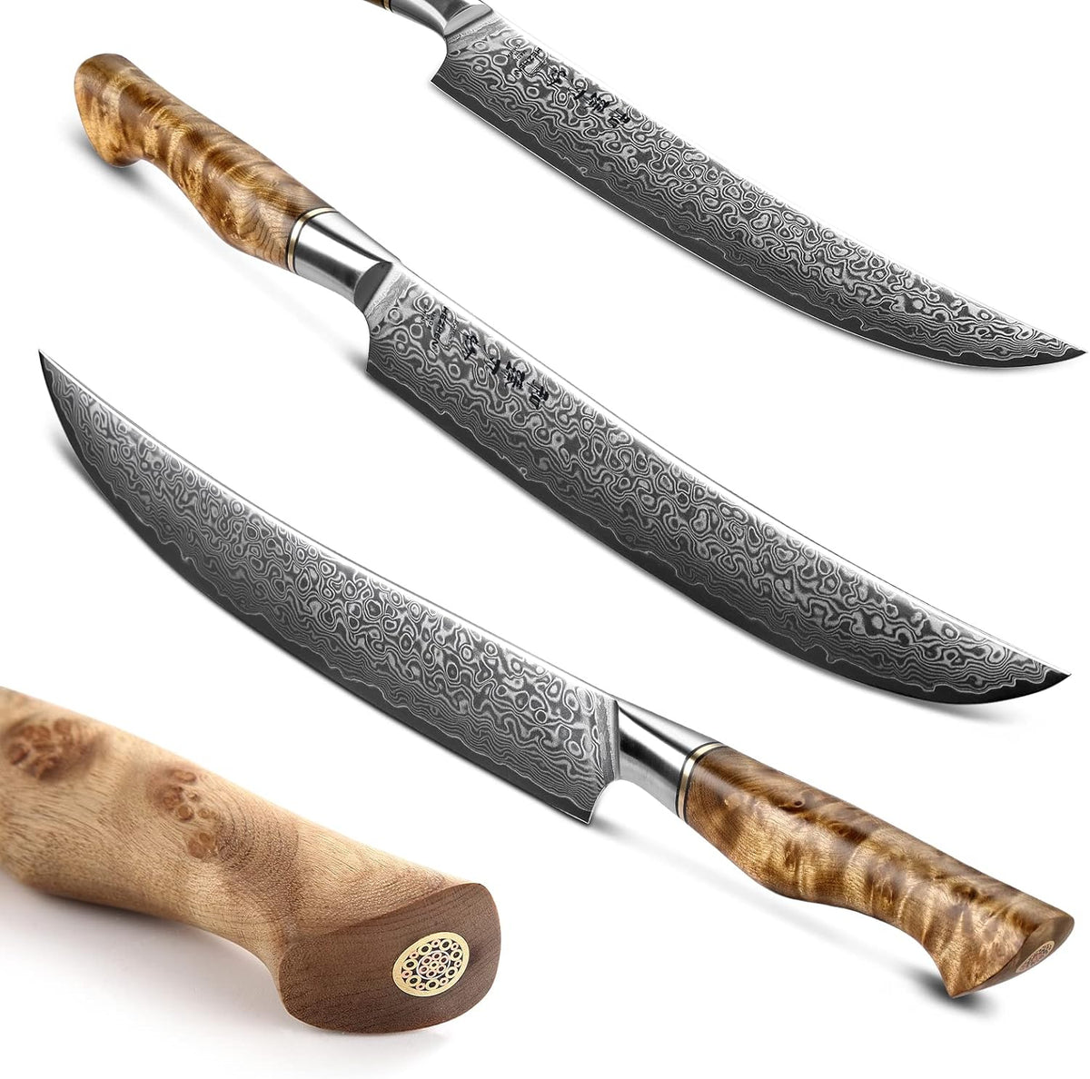 5 inch Utility Knife with Razor Sharp- Damascus Steel with Rose Pattern Multifunctional VG10 Professional Paring-Fruit knife- Master Series Ergonomic Figured Sycamore Wood Handle