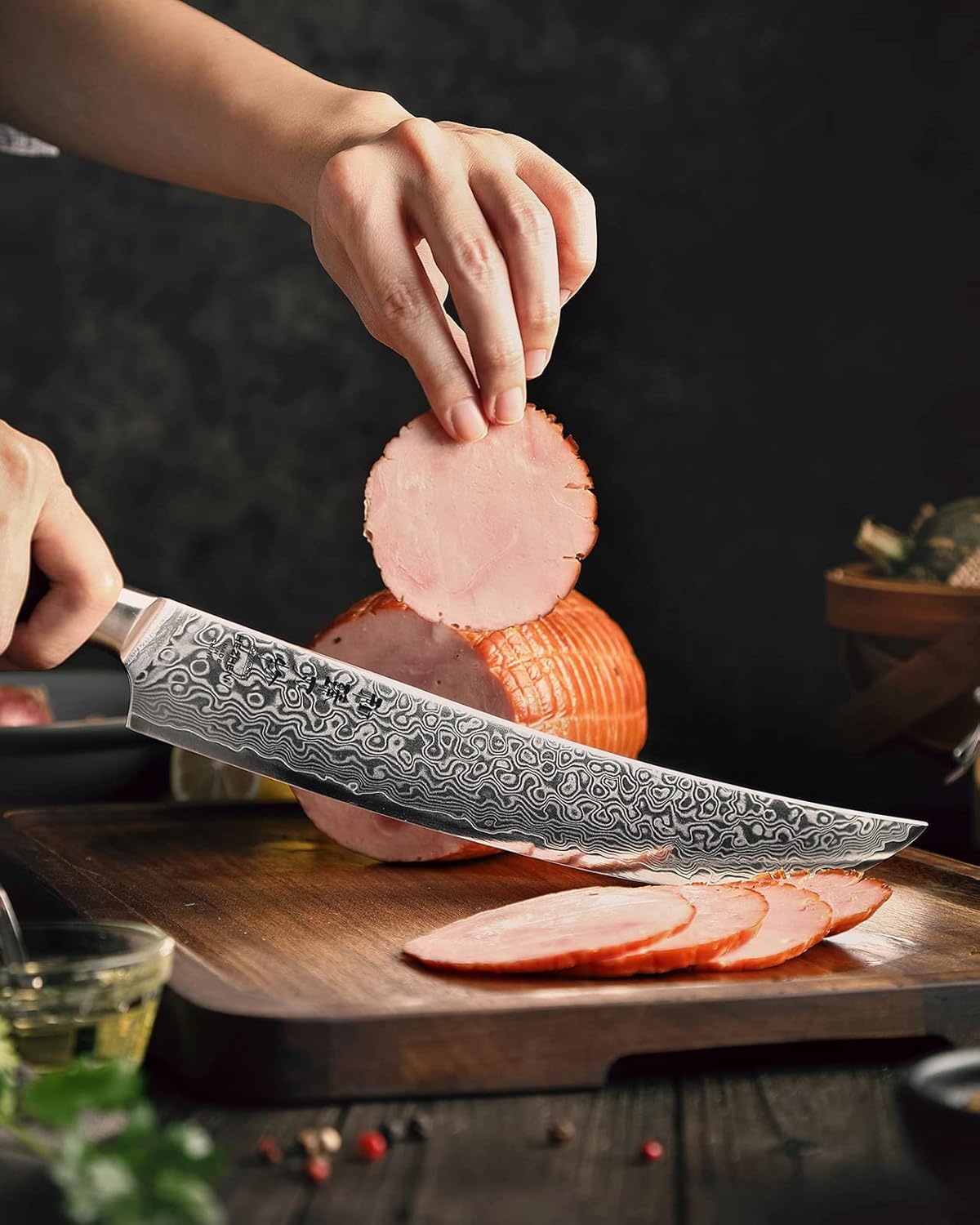 5 inch Utility Knife with Razor Sharp- Damascus Steel with Rose Pattern Multifunctional VG10 Professional Paring-Fruit knife- Master Series Ergonomic Figured Sycamore Wood Handle