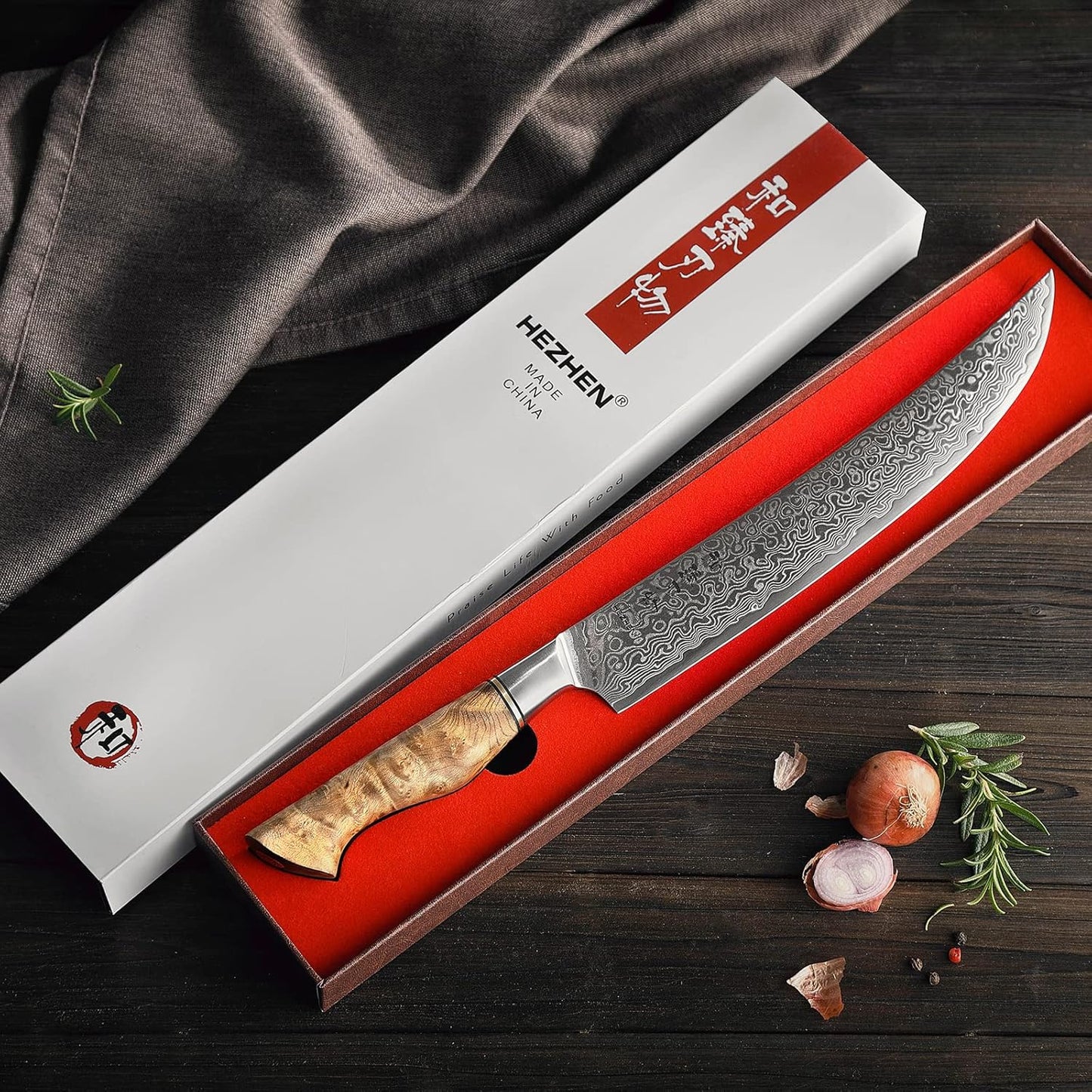 5 inch Utility Knife with Razor Sharp- Damascus Steel with Rose Pattern Multifunctional VG10 Professional Paring-Fruit knife- Master Series Ergonomic Figured Sycamore Wood Handle