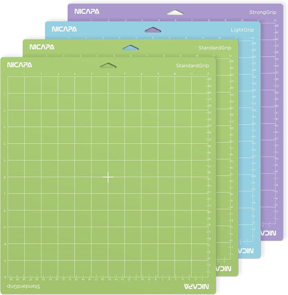 12x12 inch Cutting Mat for Cricut Maker 3/Explore 3/Maker/Air /2/One (4pack-2x Standard、Light、Strong) Adhesive&Sticky Non-Slip Flexible Square Gridded Variety Cut Mats Set