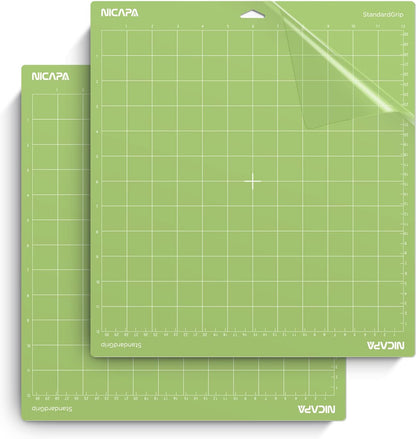 12x12 inch Cutting Mat for Cricut Maker 3/Explore 3/Maker/Air /2/One (4pack-2x Standard、Light、Strong) Adhesive&Sticky Non-Slip Flexible Square Gridded Variety Cut Mats Set
