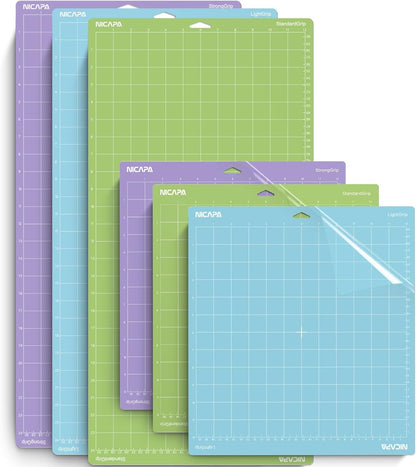 12x12 inch Cutting Mat for Cricut Maker 3/Explore 3/Maker/Air /2/One (4pack-2x Standard、Light、Strong) Adhesive&Sticky Non-Slip Flexible Square Gridded Variety Cut Mats Set
