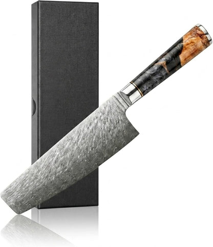 Tidal Black - 7" Nakiri Knife - Damascus