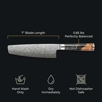 Tidal Black - 7" Nakiri Knife - Damascus