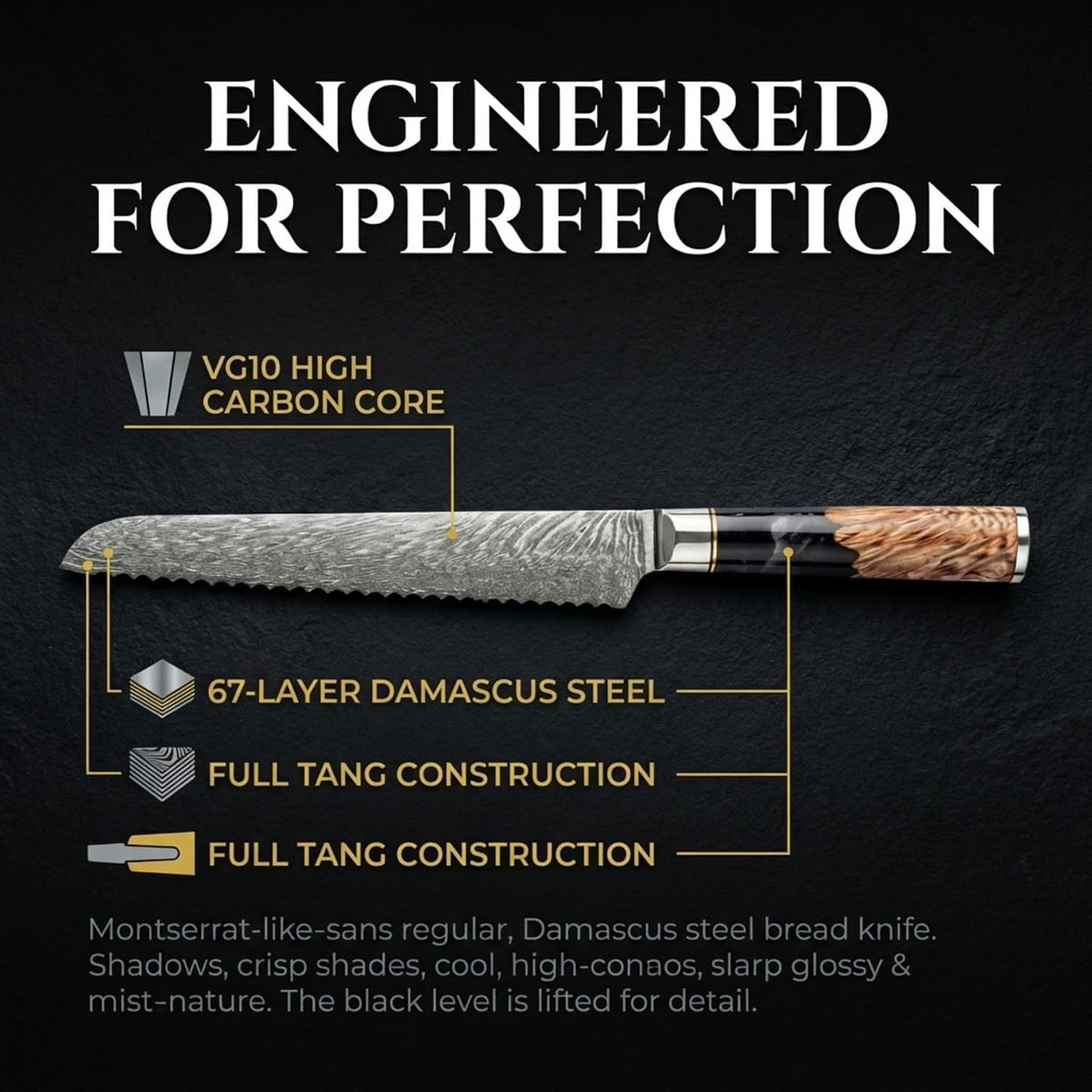 Tidal Black - 7" Nakiri Knife - Damascus