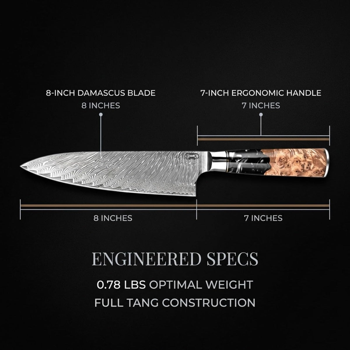 Tidal Black - 7" Nakiri Knife - Damascus