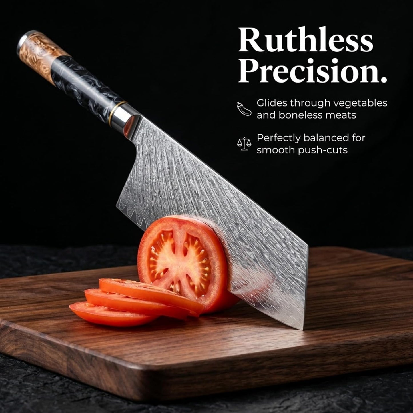Tidal Black - 7" Nakiri Knife - Damascus