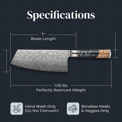 Tidal Black - 7" Nakiri Knife - Damascus