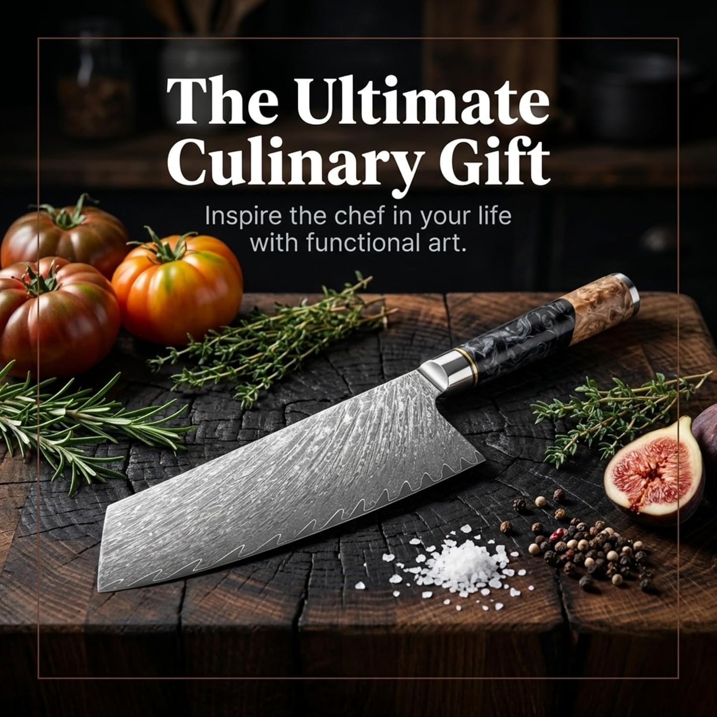 Tidal Black - 7" Nakiri Knife - Damascus
