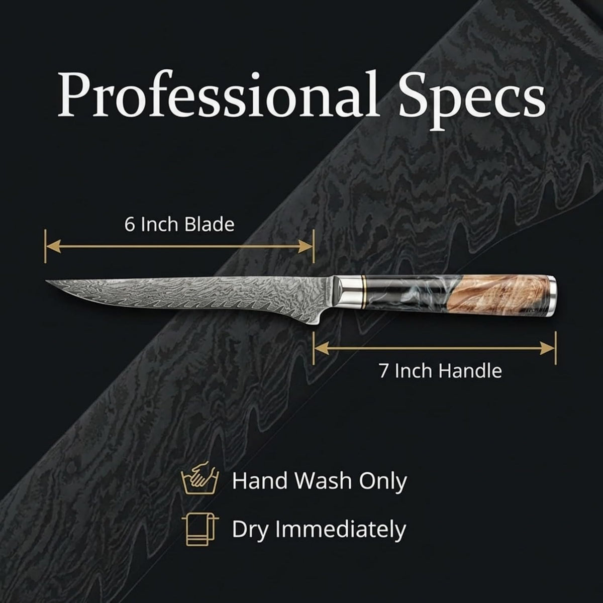 Tidal Black - 7" Nakiri Knife - Damascus