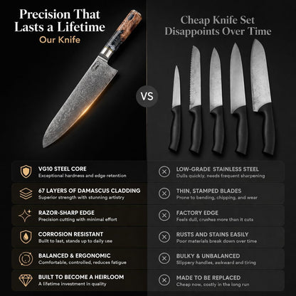 Tidal Black - 7" Nakiri Knife - Damascus